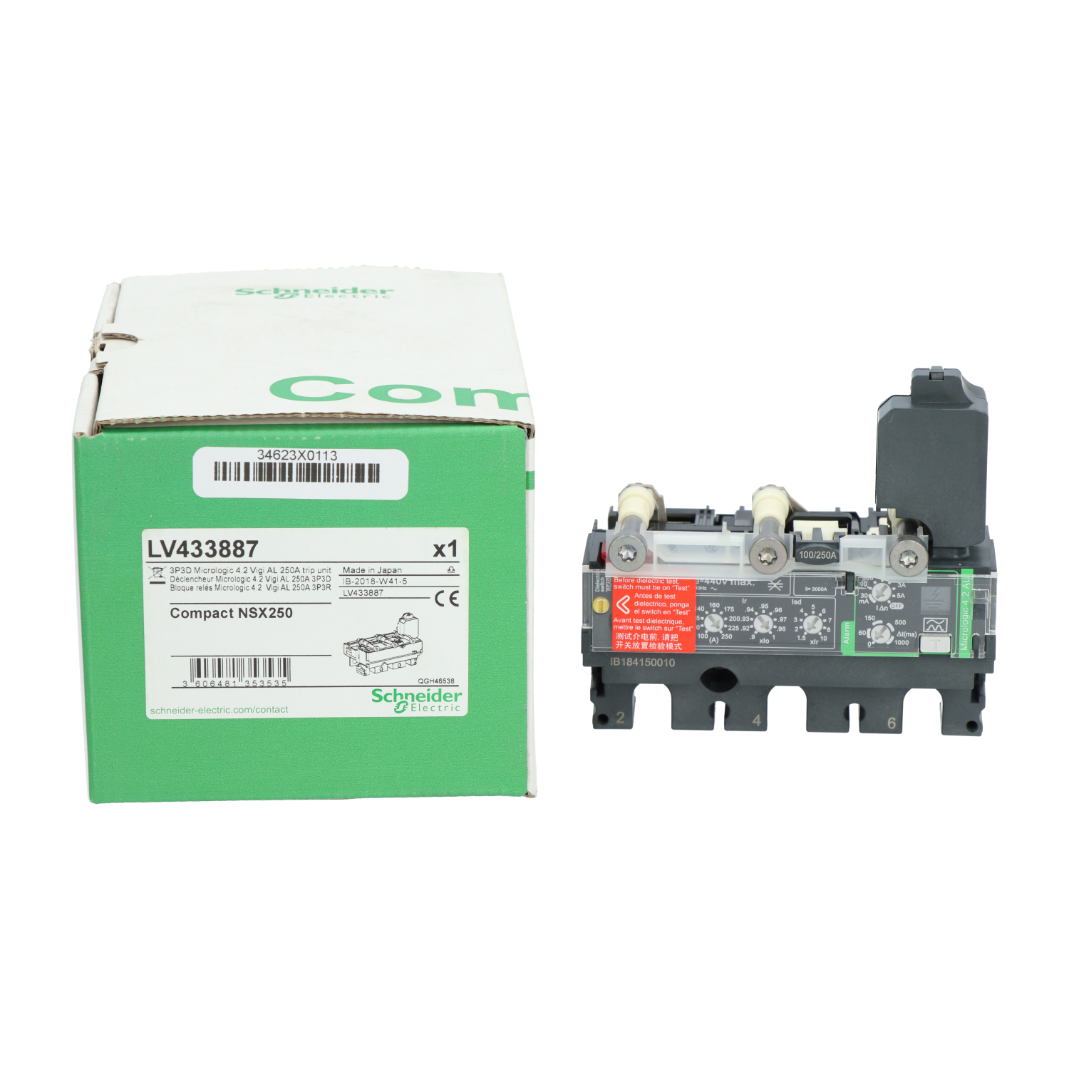 Schneider Electric LV433887 NSX250 3P3D MicroLogic 4.2 AL Trip Unit New NFP