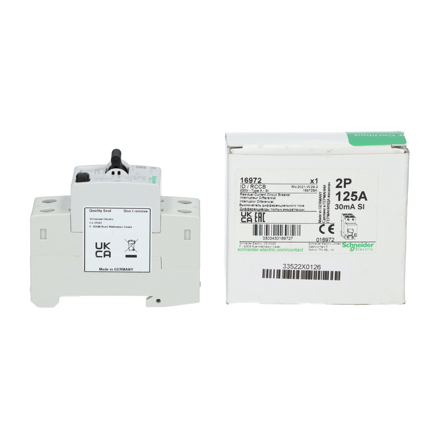 Schneider Electric 16972 Acti9 ID 2P 125A A-SI type 30mA RCCB New NFP