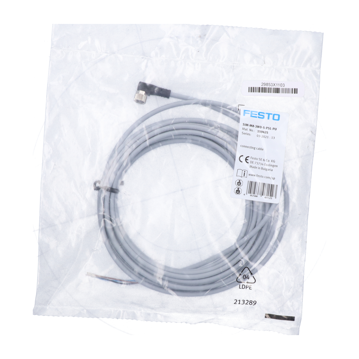 Festo SIM-M8-3WD-5-PSL-PU Connecting Cable New NFP Sealed