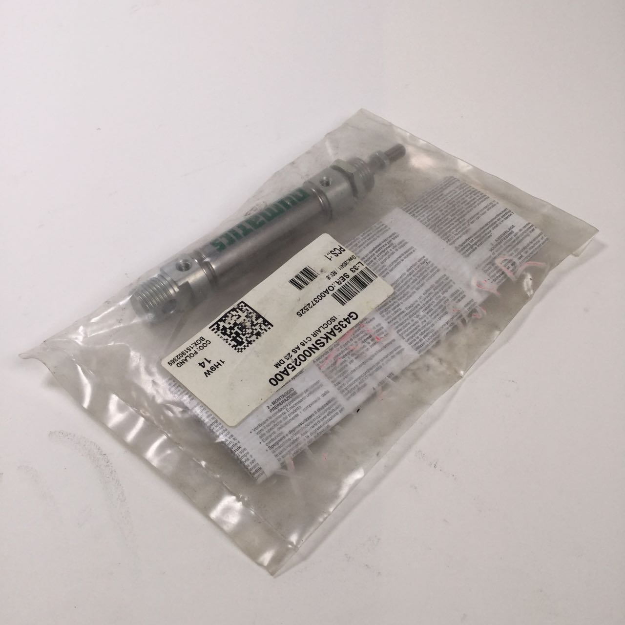 Numatics G435AKSN0025A00 Cylinder bore 16mm stroke 25mm New NFP Sealed