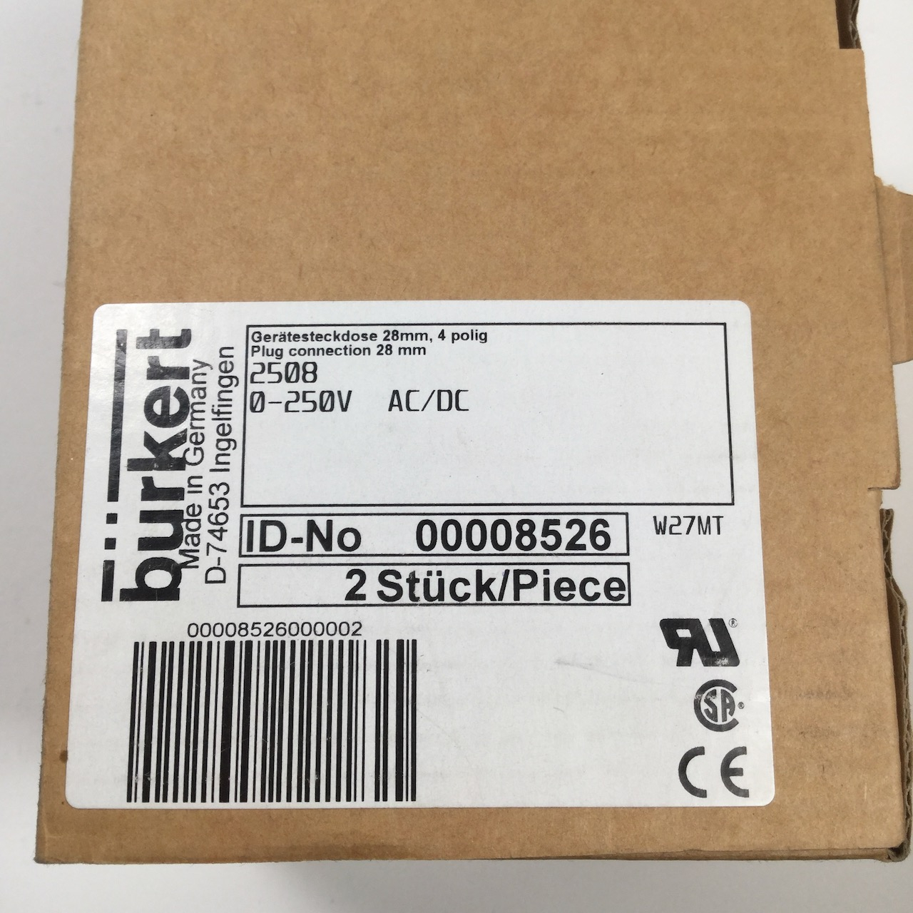 Burkert 00008526 Plug Connection Gerätesteckdose New NFP