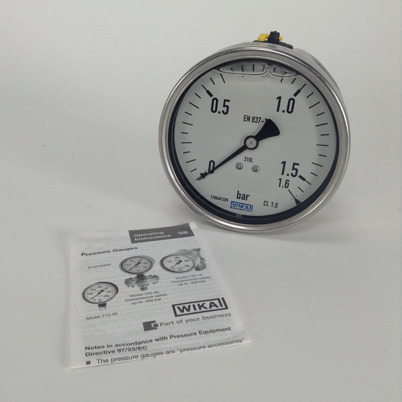 Wika 9163522 Pressure gauge 233.50.100 meter 0 to 1.6 bar G1/2B New NFP