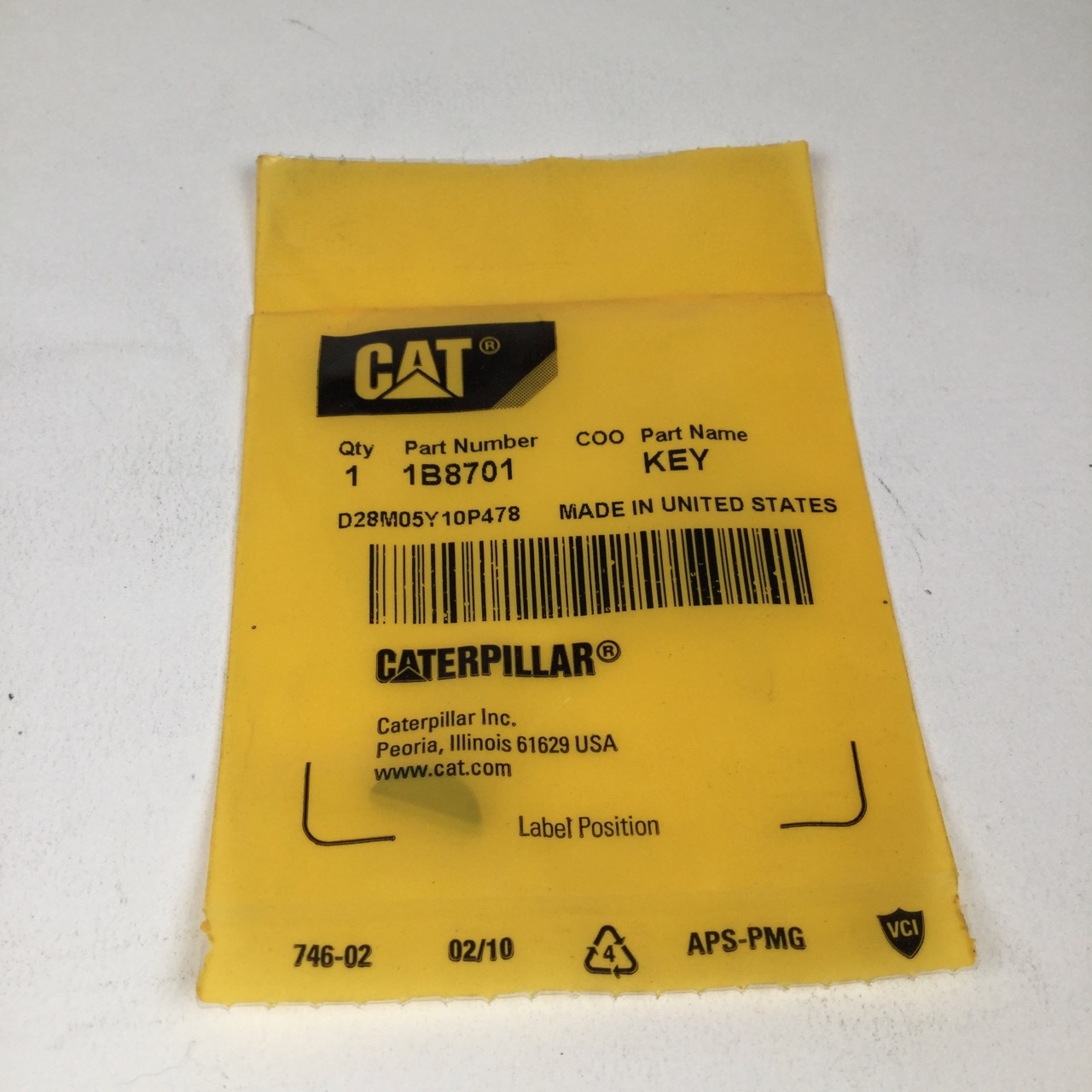 Caterpillar 1B-8701 Key NEW factory packing Sealed