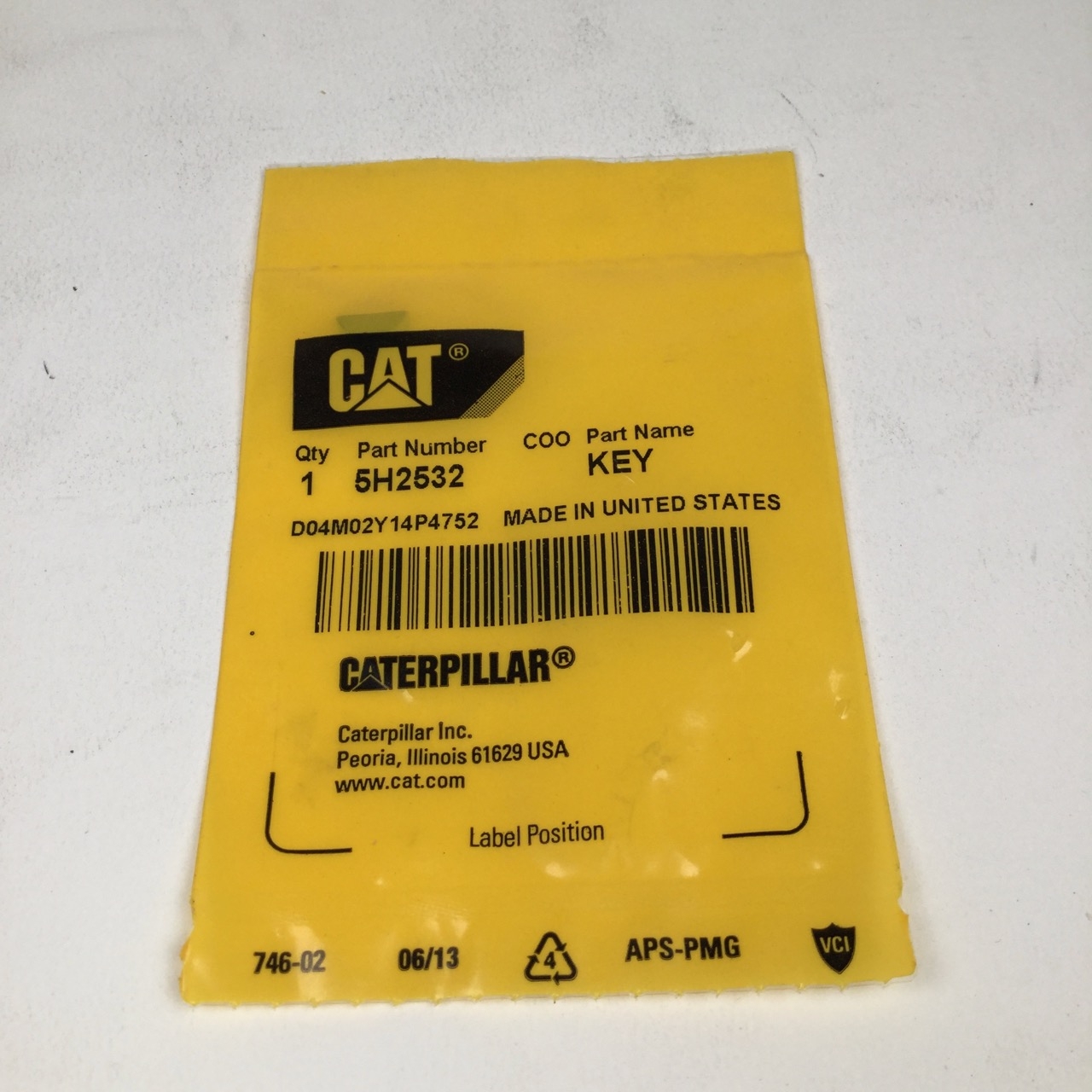 Caterpillar 5H-2532 Key NEW Factory packing Sealed