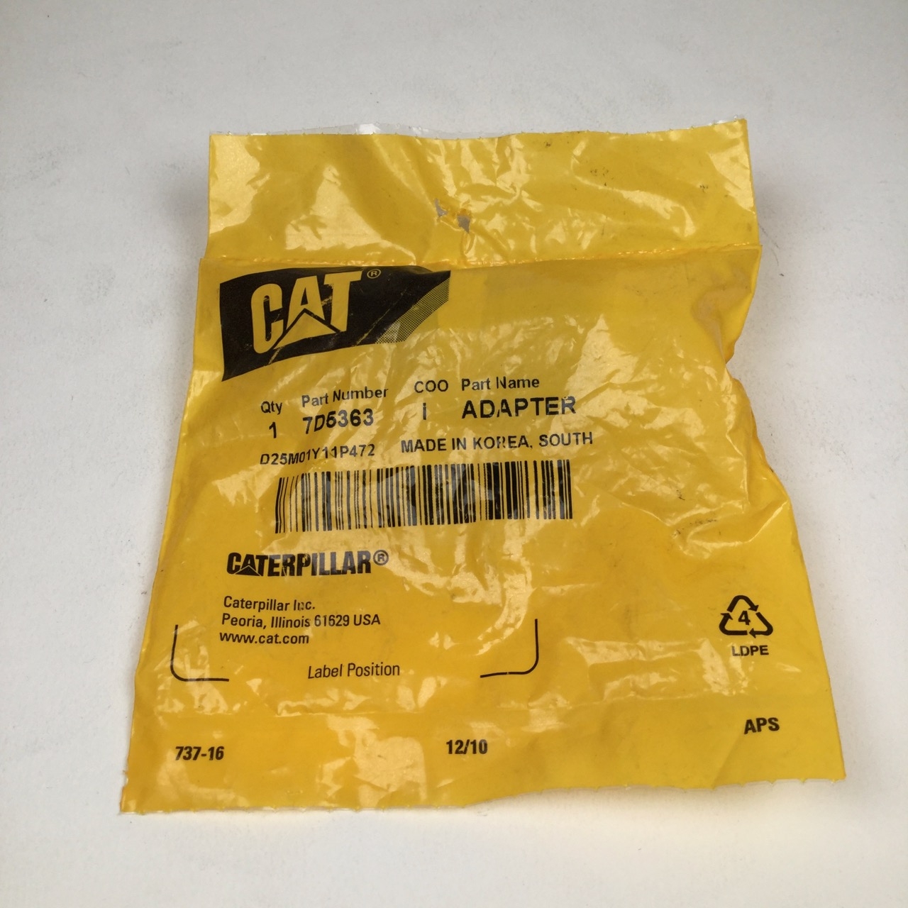 Caterpillar 7D-5363 Adapter NEW Factory packing Sealed