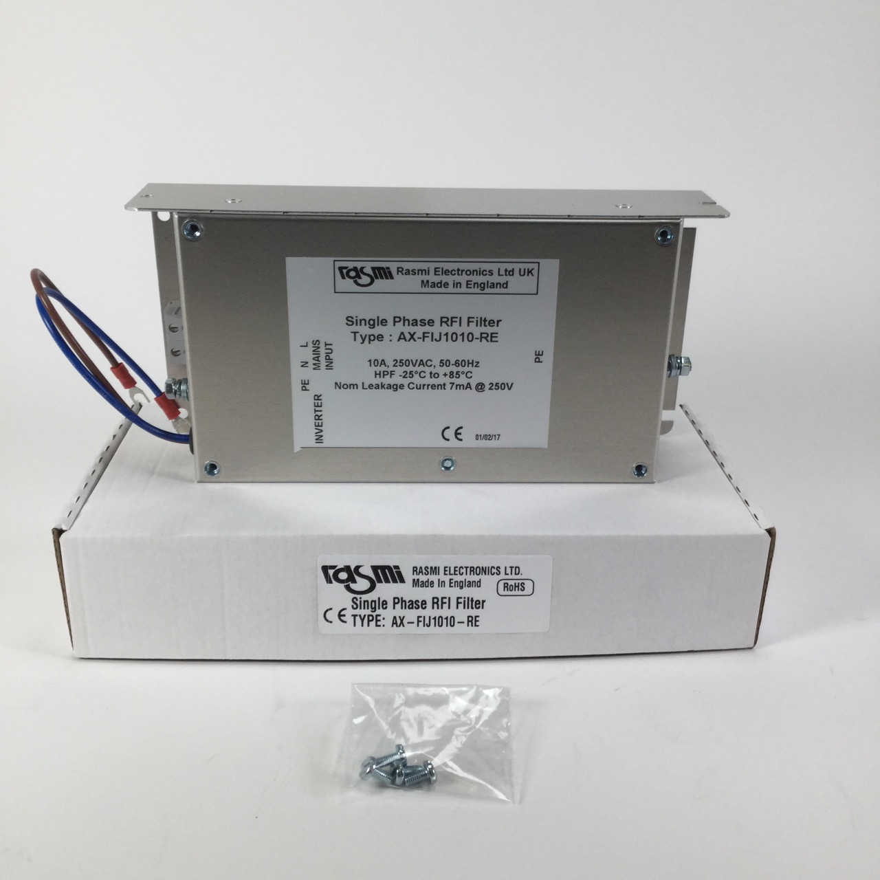 Rasmi Electronics Ltd AX-FIJ1010-RE Single Phase RFI Filter 10A 250VAC New NFP