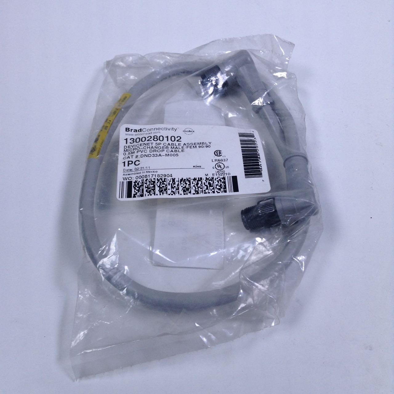 Molex DND33A-M005 Micro Change Male/Fem 90/90 0.5M PVC Cable NFP