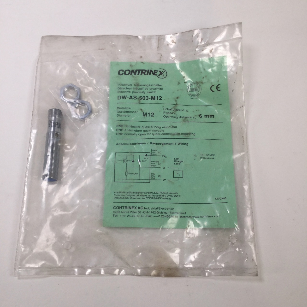 Contrinex DW-AS-503-M12 Inductive Proximity Switch New NFP Sealed