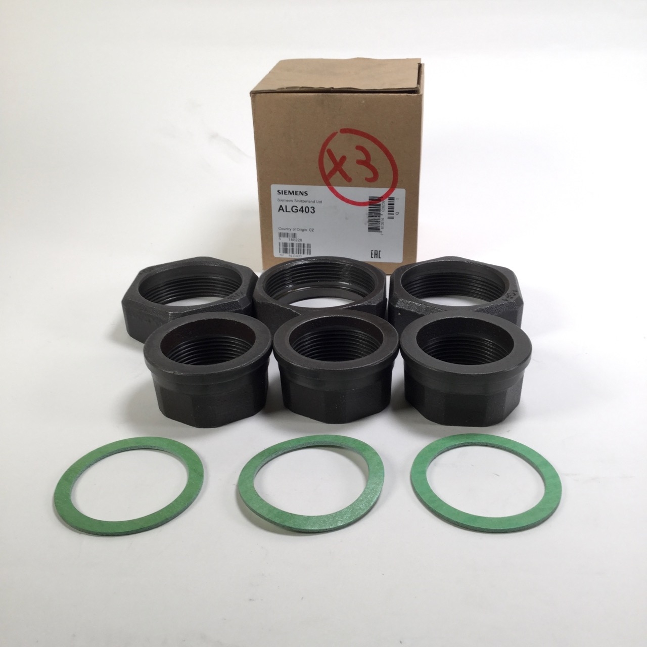 Siemens ALG403 Malleable cast iron fitting G 2¼" / Rp 1½" set of 3 New NFP
