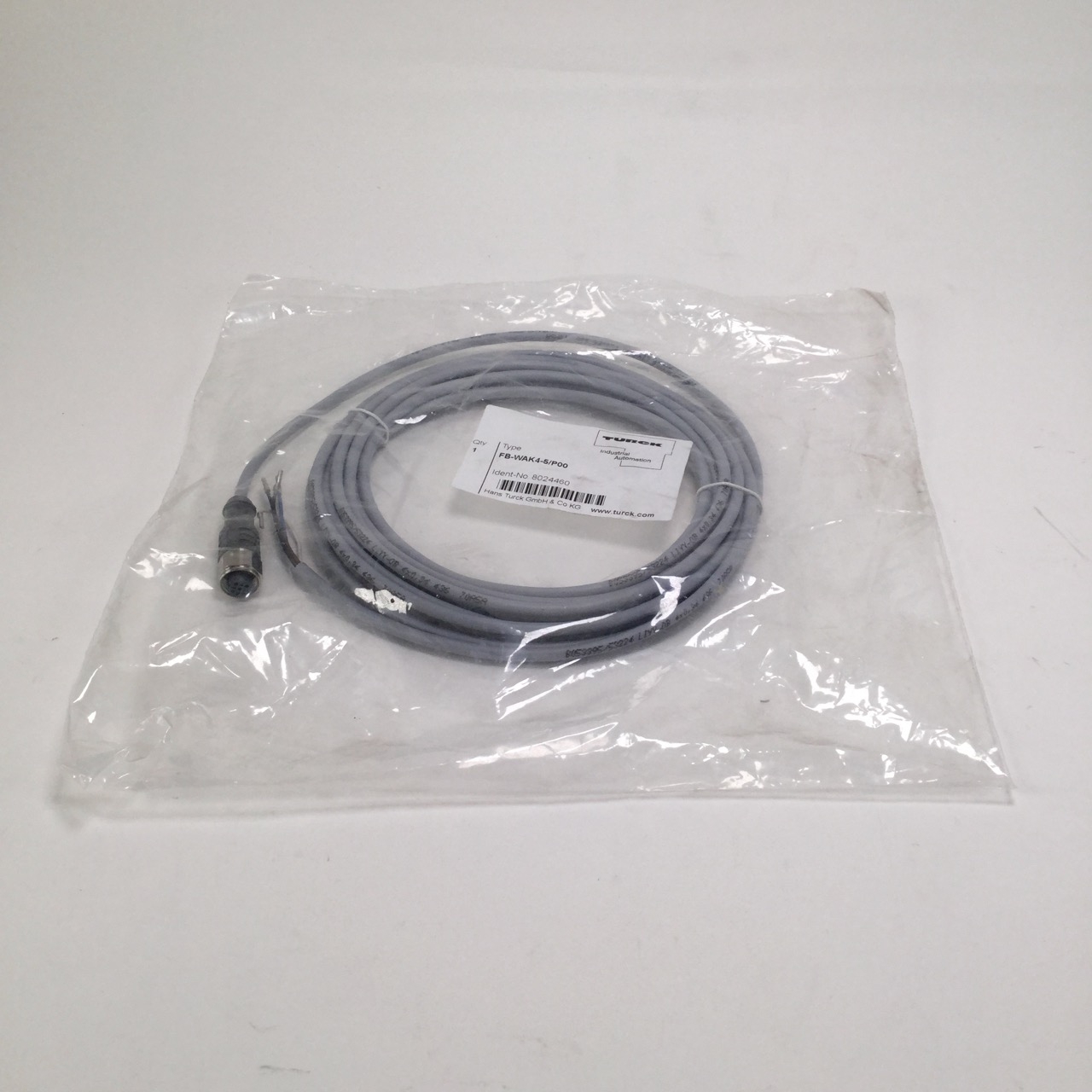 Turck FB-WAK4-5/P00 Round Connector Coupling Cable 5M M12 New NFP Sealed