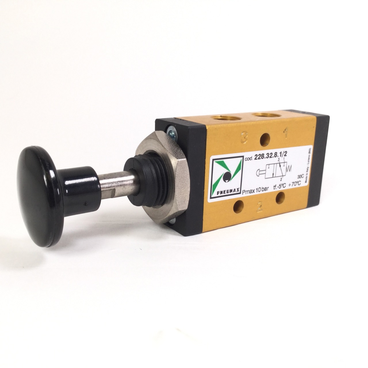 Pneumax 228.32.2.1/1 Steel Roller Valve – 3/2 N/C 1/8 BSP Ports – Made In Italy